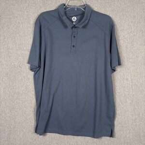 American Giant Polo Shirt Mens XL Teal Cotton Blend Short Sleeve Made in USA